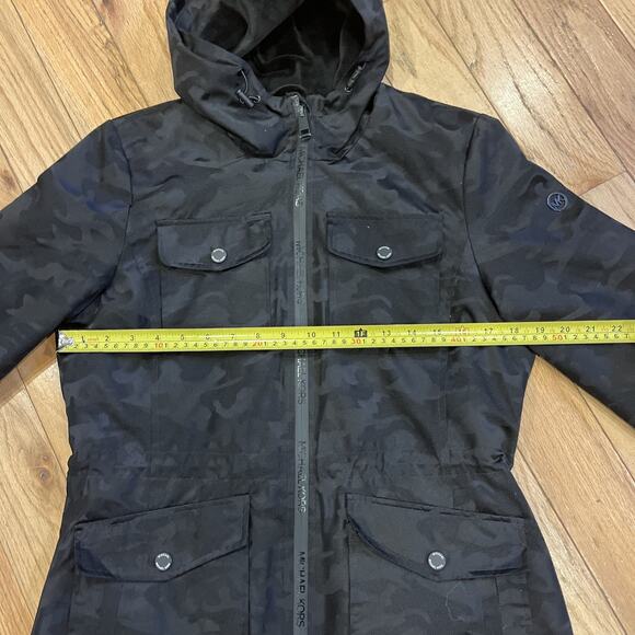 Michael Kors Black Camouflage Women’s Jacket Full Zip Button Snap Pockets Small - Picture 8 of 11